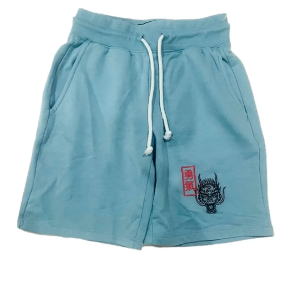 Blind Rooster Men’s Blue Dragon Embroidered Casual Sweat Shorts Size S New